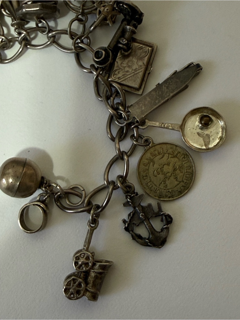 Vintage Sterling Silver Charm Bracelet with Assorted Charms - Picture 6 of 10